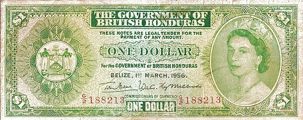 BRITISH HONDURAS 1 Dollar 1953 Pick 28 collectible banknote