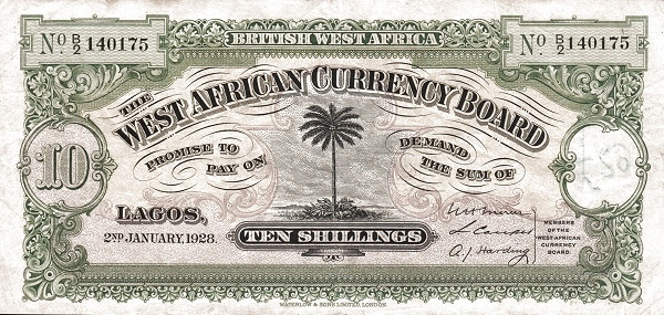 BRITISH WEST AFRICA 10 Shillings 1950 Pick 7 collectible banknote