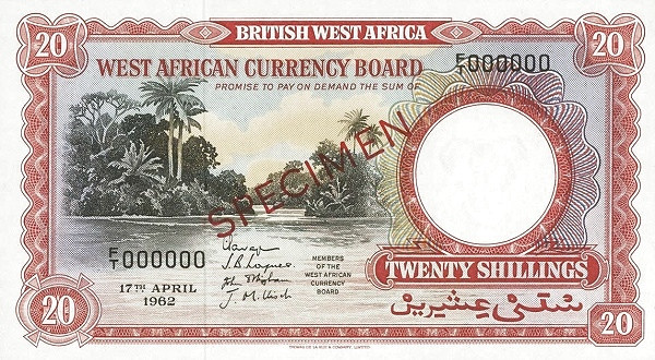 BRITISH WEST AFRICA 20 Shillings 1962 Pick 12
