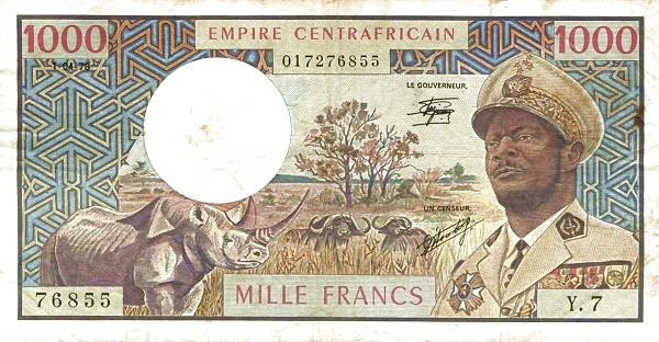 CENTRAL AFRICAN EMPIRE 1000 Francs 1978 Pick 6