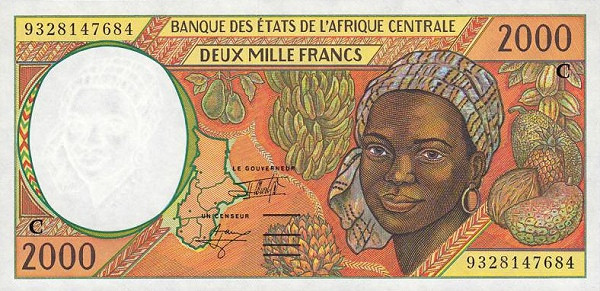 CENTRAL AFRICAN STATES – REPUBLIC OF CONGO 2000 Francs 1993 Pick 103C