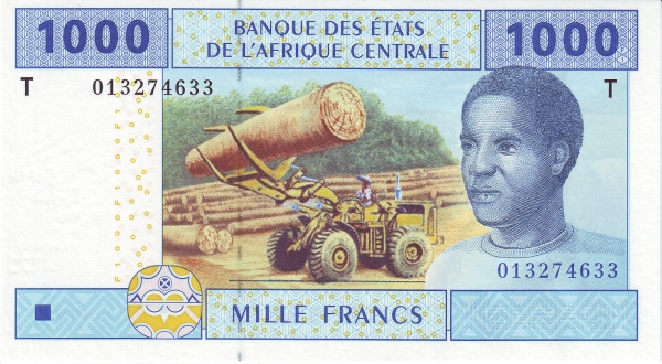 CENTRAL AFRICAN STATES – REPUBLIC OF CONGO 1000 Francs 2002 Pick 107T collectible banknote