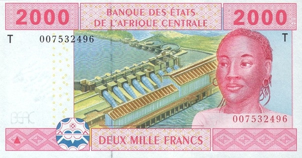 CENTRAL AFRICAN STATES – REPUBLIC OF CONGO 2000 Francs 2002 Pick 108T collectible banknote