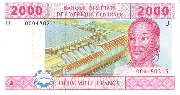 CENTRAL AFRICAN STATES – CAMEROON 2000 Francs 2002 Pick 208U collectible banknote