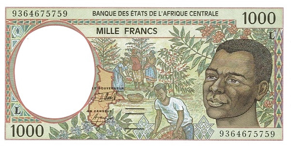 CENTRAL AFRICAN STATES – GABON 1000 Francs 1993 Pick 402L