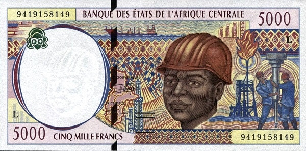 CENTRAL AFRICAN STATES – GABON 5000 Francs 1994 Pick 404L
