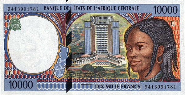 CENTRAL AFRICAN STATES – GABON 10000 Francs 1994 Pick 405L collectible banknote