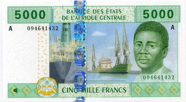 CENTRAL AFRICAN STATES – GABON 5000 Francs 2002 Pick 409A collectible banknote
