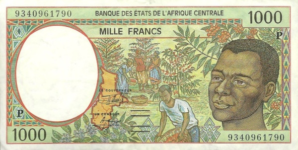 CENTRAL AFRICAN STATES – CHAD 1000 Francs 1993 Pick 602P collectible banknote