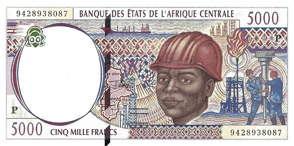 CENTRAL AFRICAN STATES – CHAD 5000 Francs 1994 Pick 604P collectible banknote