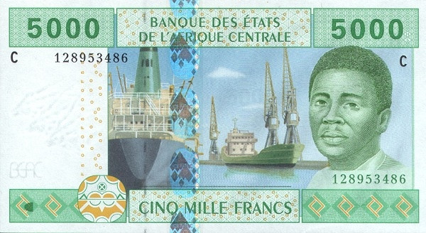 CENTRAL AFRICAN STATES – CHAD 5000 Francs 2002 Pick 609C collectible banknote