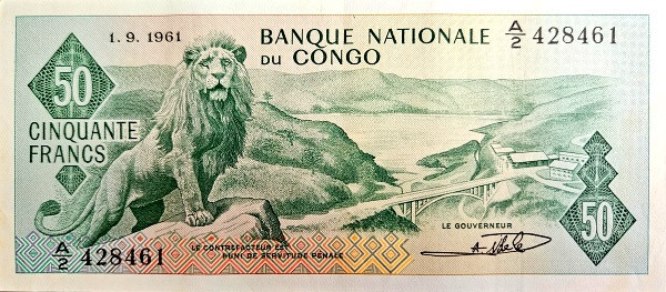 CONGO (REPUBLIC / CONGO-LÉOPOLDVILLE / CONGO-KINSHASA) 50 Francs 1961 Pick 5 collectible banknote