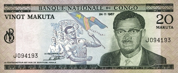 CONGO (REPUBLIC / CONGO-KINSHASA) 20 Makuta 1967 Pick 10