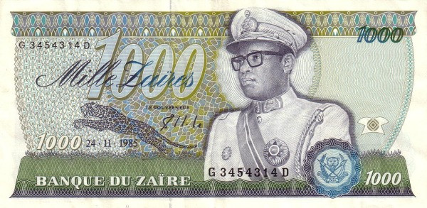 ZAÏRE 1000 Zaïres 1985 Pick 31 collectible banknote