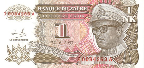 ZAÏRE 1 Nouveau 1993 Pick 47 collectible banknote