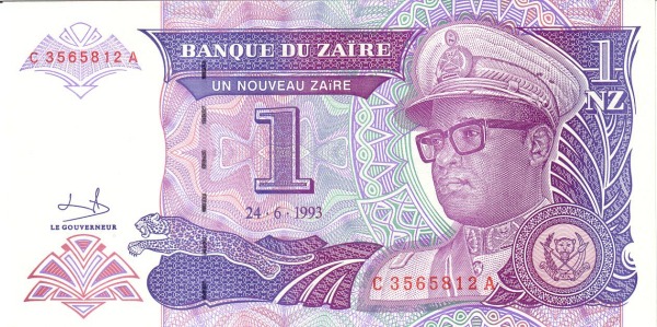 ZAÏRE 1 Nouveau 1993 Pick 52 collectible banknote