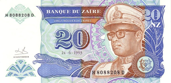 ZAÏRE 20 Nouveaux 1993 Pick 56 collectible banknote