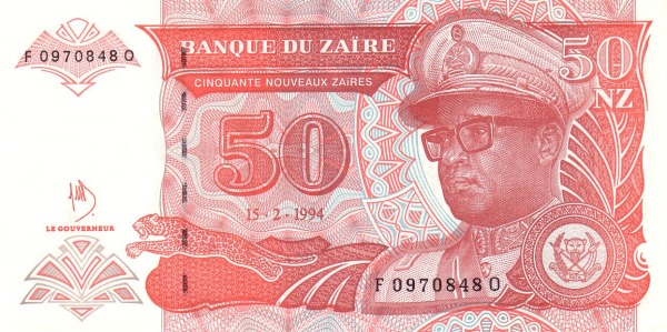 ZAÏRE 50 Nouveaux 1994 Pick 59 collectible banknote