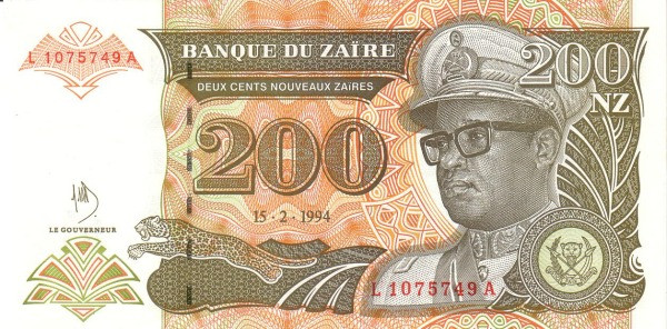 ZAÏRE 200 Nouveaux 1994 Pick 61 collectible banknote