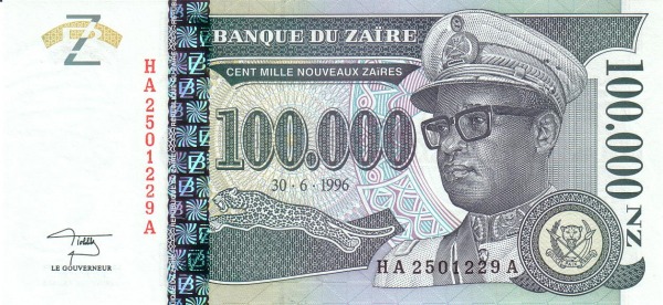 ZAÏRE 100000 Nouveaux 1996 Pick 77A