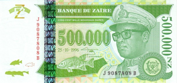 ZAÏRE 500000 Nouveaux 1996 Pick 78 collectible banknote