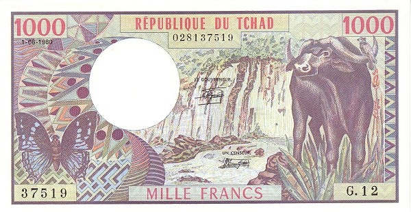CHAD 1000 Francs 1980 Pick 7 collectible banknote