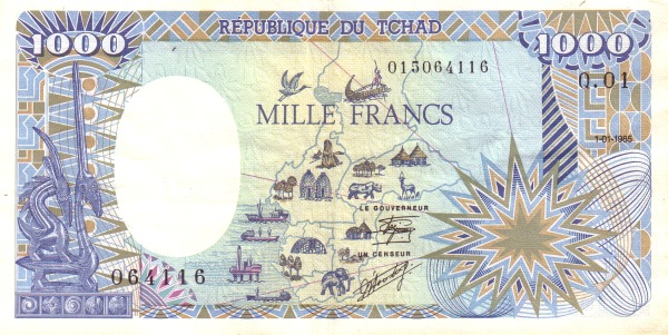 CHAD 1000 Francs 1985 Pick 10