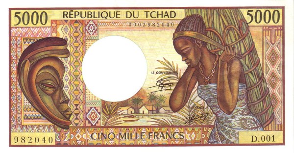 CHAD 5000 Francs 1984 Pick 11