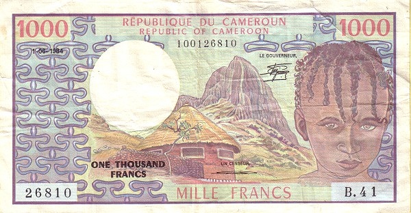 CAMEROON 1000 Francs 1984 Pick 21 collectible banknote