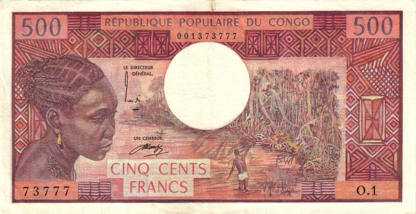 CONGO (REPUBLIC) 500 Francs 1974 Pick 2 collectible banknote