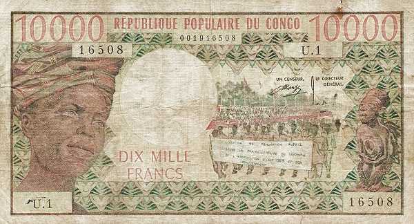 CONGO (REPUBLIC) 10000 Francs 1974 Pick 5 collectible banknote