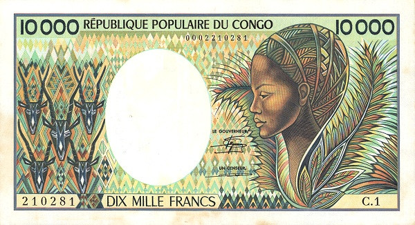 CONGO (REPUBLIC) 10000 Francs 1983 Pick 7 collectible banknote