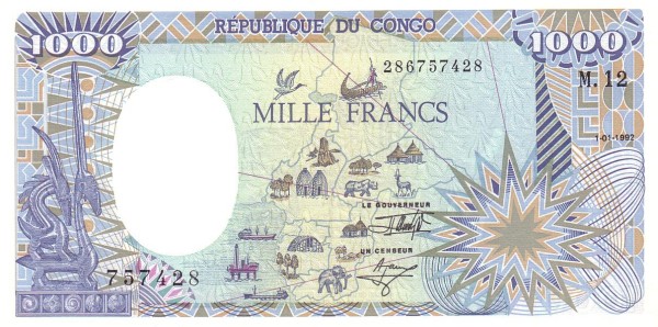 CONGO (REPUBLIC) 1000 Francs 1992 Pick 11