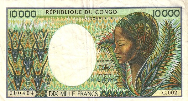 CONGO (REPUBLIC) 10000 Francs 1992 Pick 13 collectible banknote
