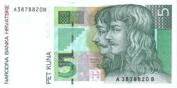 CROATIA 5 Kuna 1993 Pick 28 collectible banknote