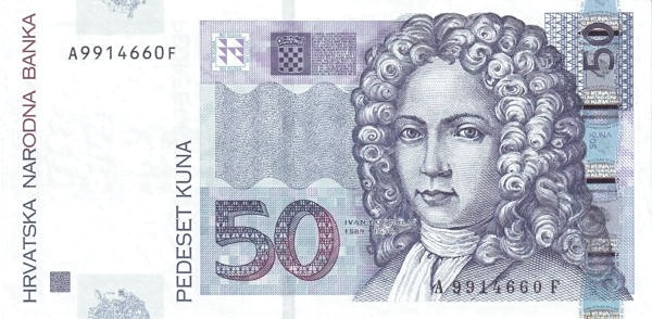 CROATIA 50 Kuna 2002 Pick 40 collectible banknote