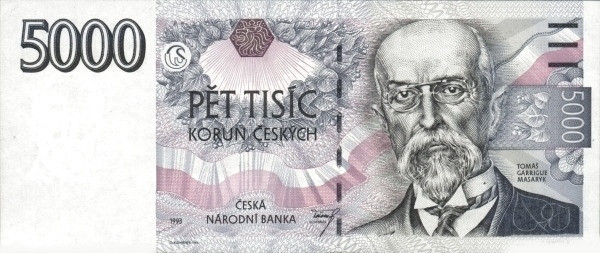 CZECHIA 5000 Korun 1993 Pick 9 collectible banknote