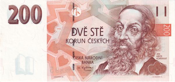 CZECHIA 200 Korun 1998 Pick 19 collectible banknote