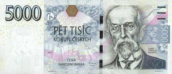 CZECHIA 5000 Korun 2009 Pick 27 collectible banknote