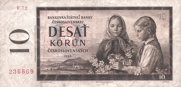 CZECHOSLOVAKIA 10 Korún 1960 Pick 88 collectible banknote