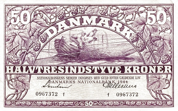 DENMARK 50 Kroner 1954 Pick 38