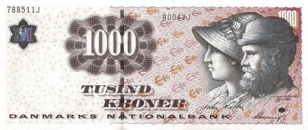 DENMARK 1000 Kroner 2004 Pick 64 collectible banknote