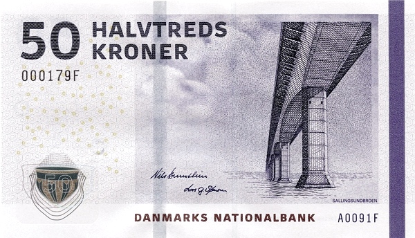 DENMARK 50 Kroner 2009 Pick 65 collectible banknote
