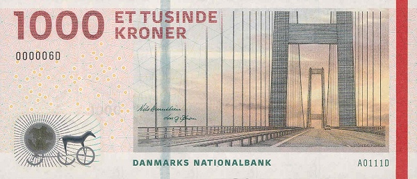 DENMARK 1000 Kroner 2011 Pick 69 collectible banknote