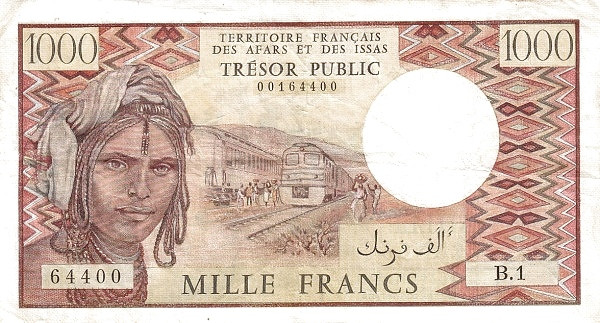 DJIBOUTI / FRENCH AFARS & ISSAS TERRITORY 1000 Francs 1975 Pick 34 collectible banknote