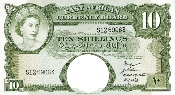 EAST AFRICA 10 Shillings 1958 Pick 38 collectible banknote