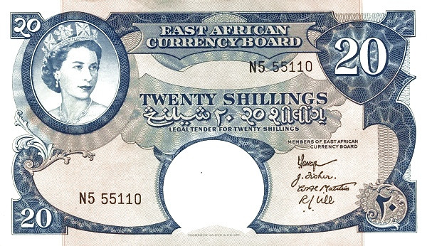 EAST AFRICA 20 Shillings 1958 Pick 39 collectible banknote