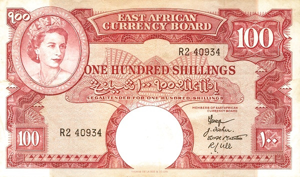 EAST AFRICA 100 Shillings 1958 Pick 40 collectible banknote