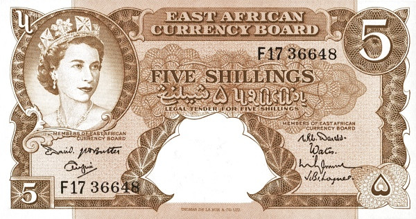 EAST AFRICA 5 Shillings 1961 Pick 41 collectible banknote