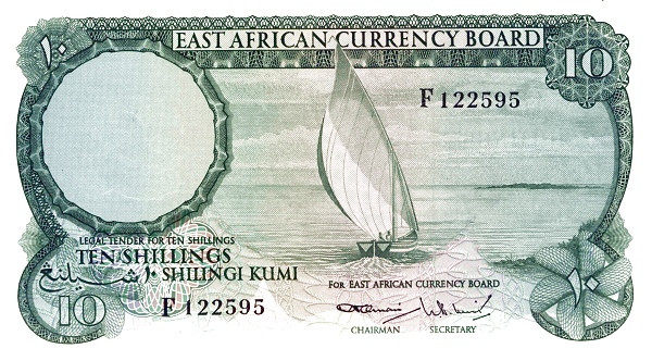 EAST AFRICA 10 Shillings 1964 Pick 46 collectible banknote
